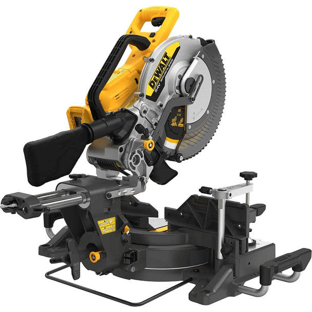 Dewalt DCS781X2 54V XR FLEXVOLT Brushless 305mm Sliding Mitre Saw, 2x 9.0Ah XR FLEXVOLT Batteries, Charger & DE7260 Folding Rolling Stand