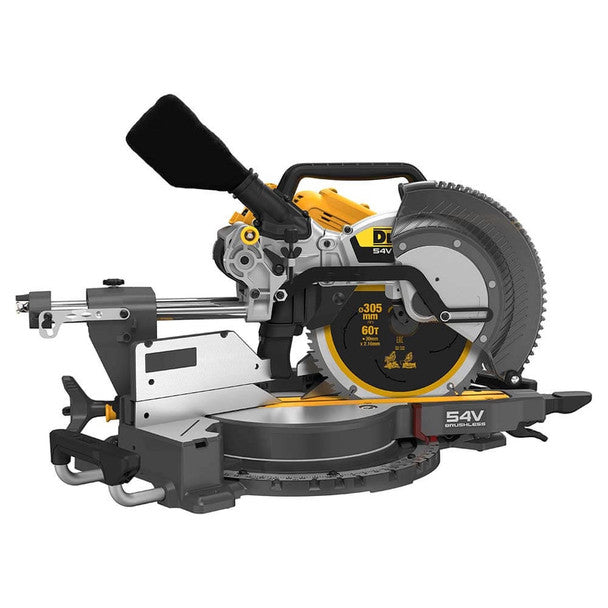 Dewalt DCS781X2 54V XR FLEXVOLT Brushless 305mm Sliding Mitre Saw, 2x 9.0Ah XR FLEXVOLT Batteries, Charger & DE7260 Folding Rolling Stand
