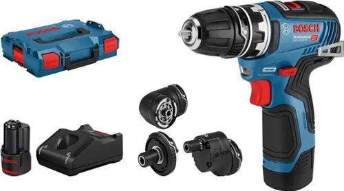 BOSCH 06019H3000 - GSR 12V-35 FC - 12V Cordless drill driver in case with 2 3Ah batteries, charger, spindle and accessories